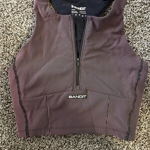 Bandit Striped Athletic Crop Top - Burgundy & Black